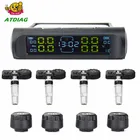 Универсальная беспроводная система контроля давления в шинах TPMS, часы на солнечной энергии, ЖК-дисплей, 4 внешних датчика давления в шинах, датчик давления s