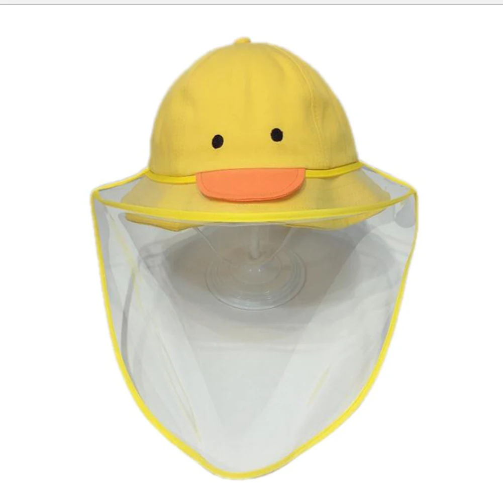 

AA Kids Fisherman Cap With Transparent Cover Anti Dust Saliva-proof Sun Hats Boys Girls Cartoon Hats Sun Cap