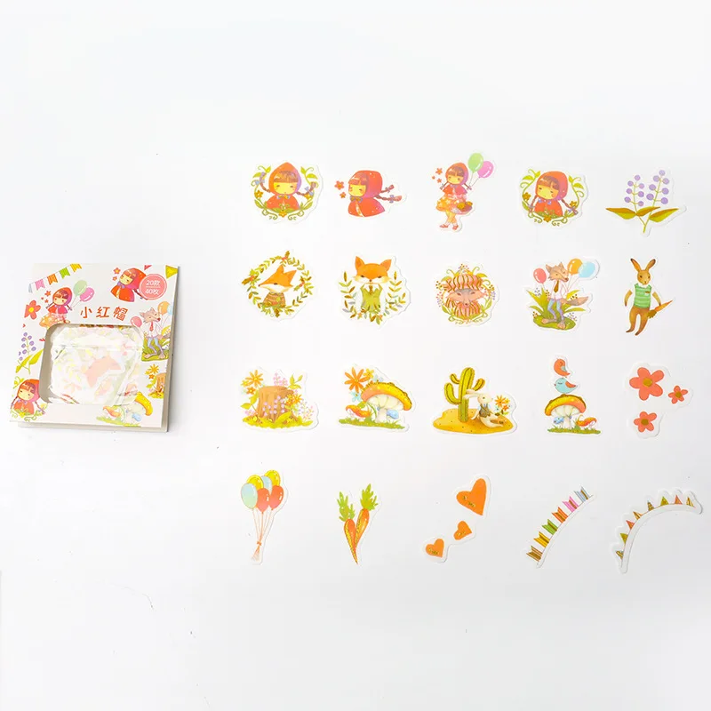 

40 pcs /Bag Little Girls and Forest Animals DIY Adhensive Mini Diary Stickers Decorative Stick Label