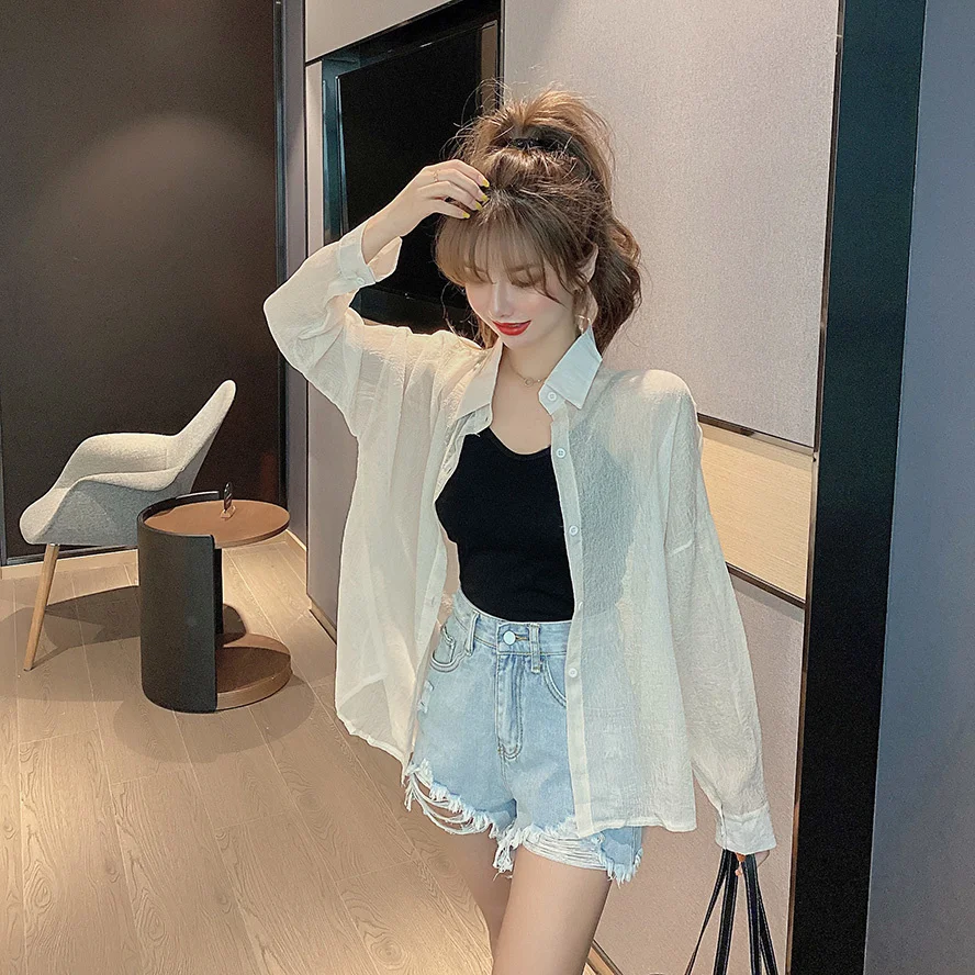 Модный Универсальный шифоновый кардиган в Корейском стиле шикарная