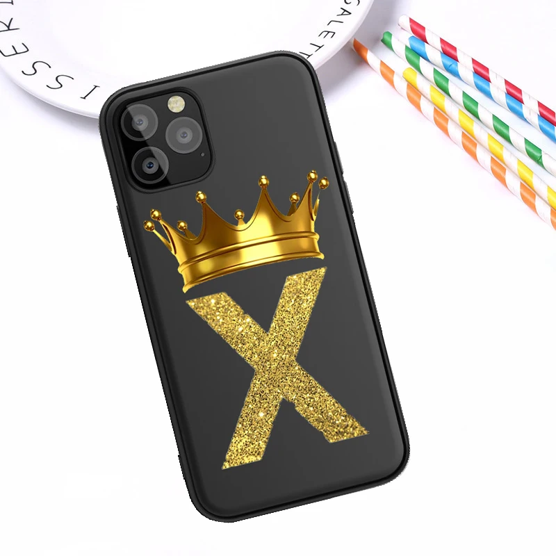 Чехол для iPhone X XR XS 11 Pro Max 6 6S 7 8 Plus с надписью монограммой черным золотом|Бамперы| |