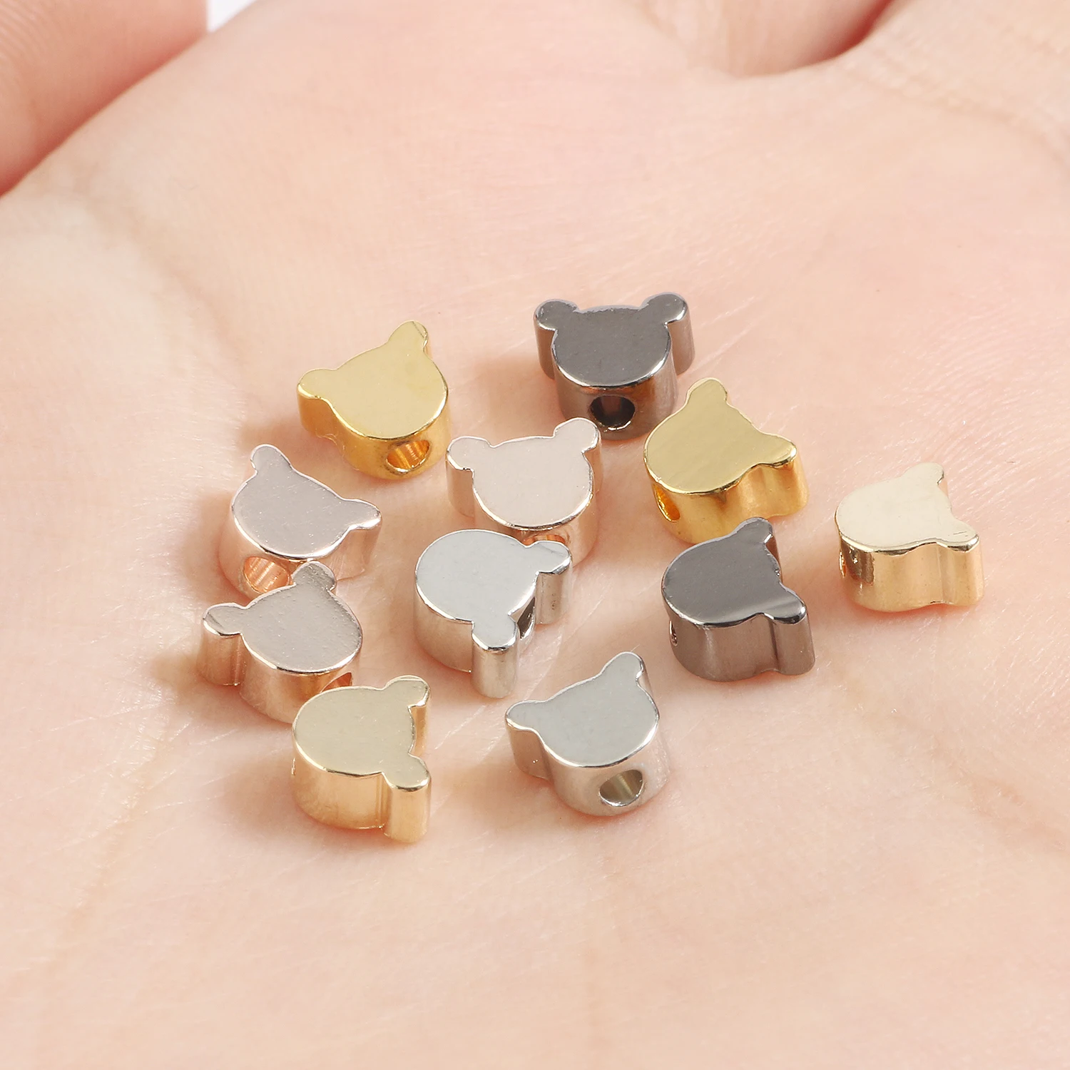 

10pcs Mickey Shape Beads Copper Beads Gold Plated Loose Beads For Jewelry Making Diy Bracelet necklace accessories 6x5mm