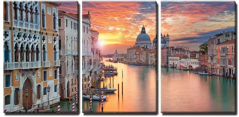 

Картина маслом, гравировка на холсте, Венеция с базиликой Санты Марии дель салюта, современное домашнее искусство