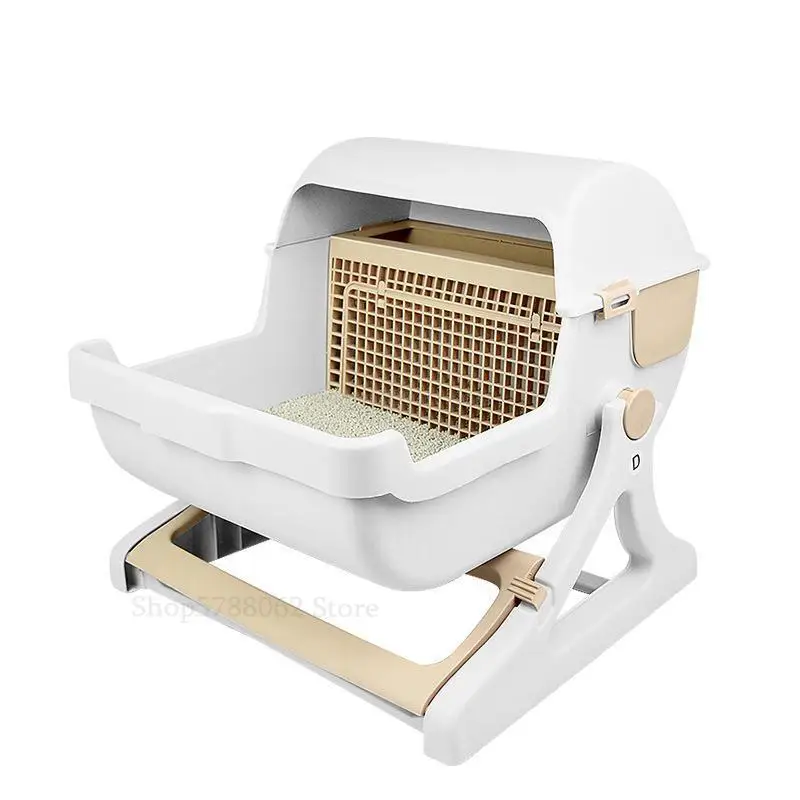 

Large size semi-enclosed cat litter boxes Resin Cat toilet Resistant durable Adjustable bracket