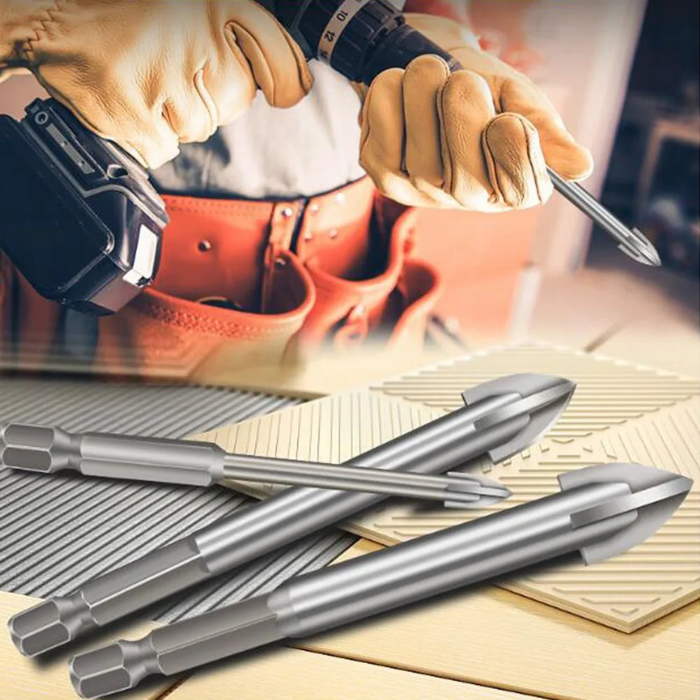 

5Pcs Efficient Universal Drilling Tool Multifunctional Cross Alloy Drill Bits Ceramic Brick Wall Hole Opening Power Utility Tool