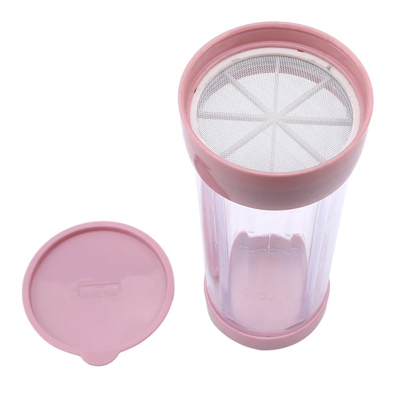 

Plastic Icing Sugar Dispenser With Lid,Chocolate,Coffee,Cocoa Powder Sugar Shaker With Stainless Steel Mesh Sifters