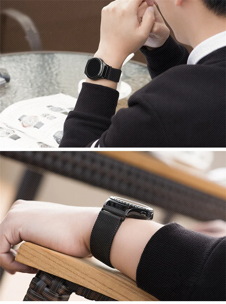 Миланская петля ремешок для часов samsung gear S3 Classic/S3 Frontier/galaxy watch 46 мм 42 мм Регулируемая нержавеющая сталь 22 мм 20 мм