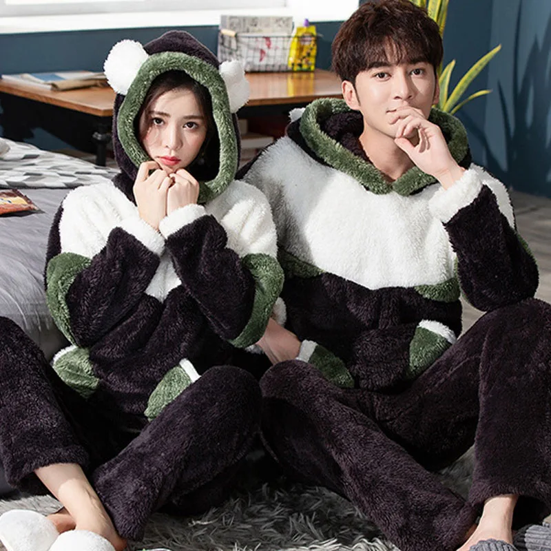 Парные пижамы теплая зимняя Домашняя одежда унисекс для взрослых и мужчин
