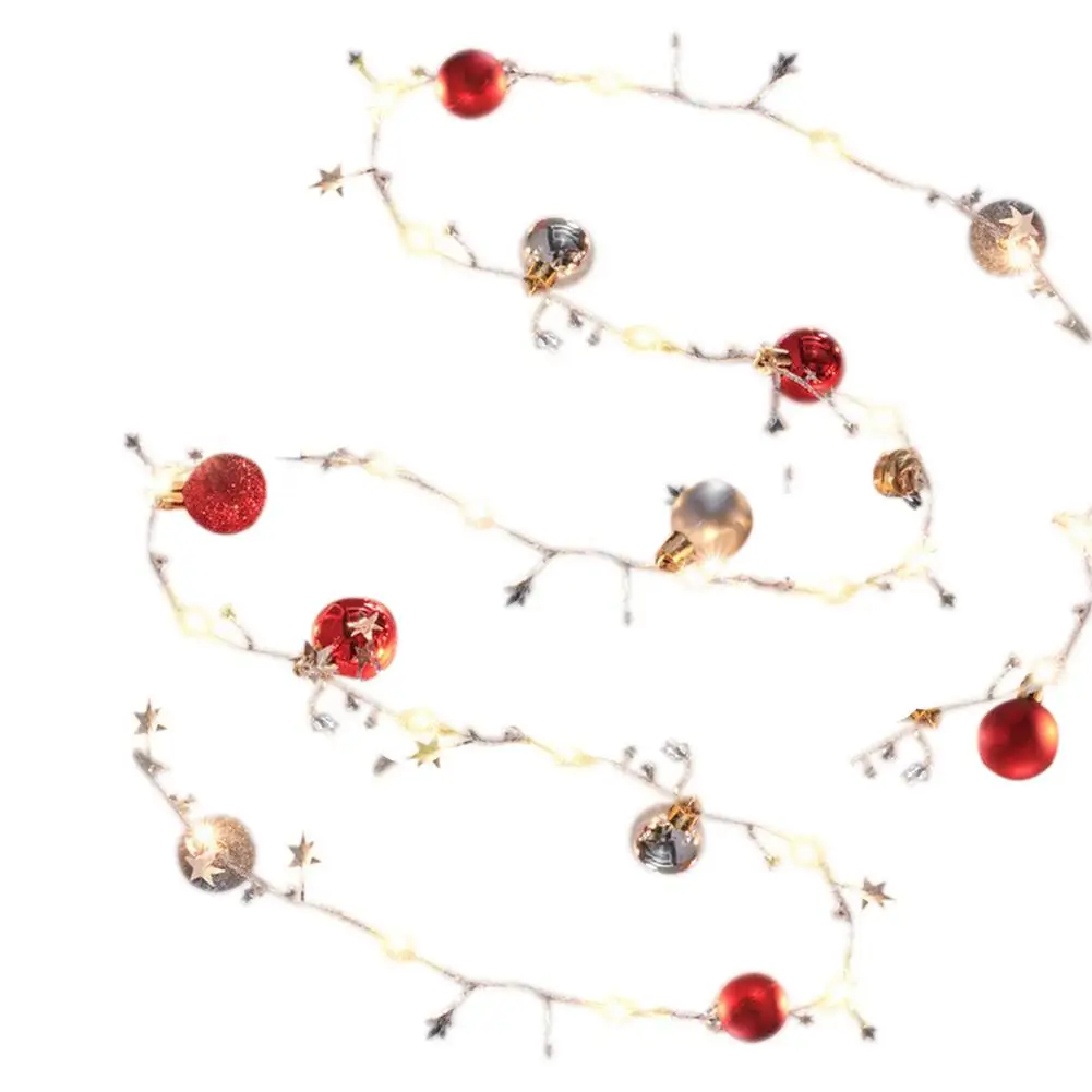

Garland LED String Lights 7ft Christmas Tree Decorative String Light Pine Cone Red Berry Bell Fairy Lights For Fireplace Front