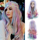 LANLAN Cos парик с градиентом радужного цвета длинные волнистые волосы синтетический термостойкий Аниме парик для женщин
