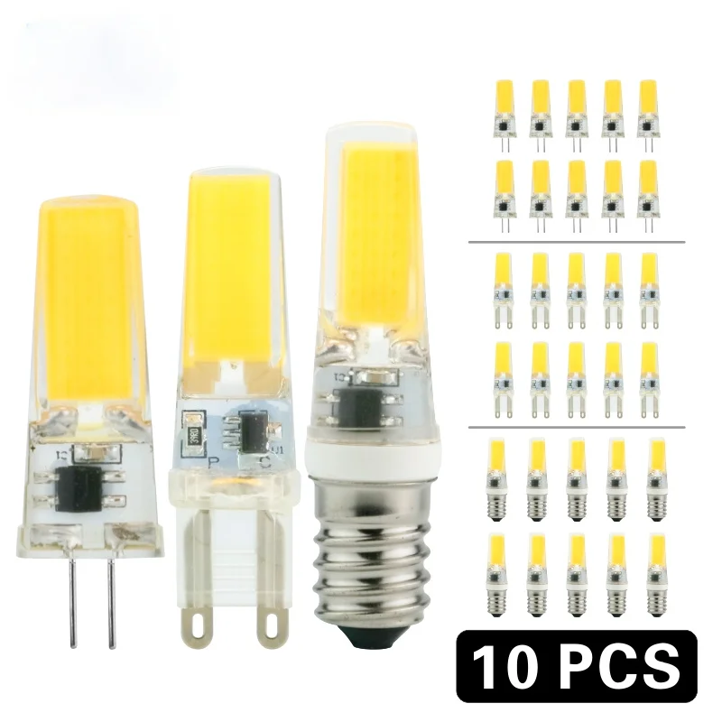 

10pcs/lot Led G4 G9 E14 3w 6w Light Bulb Ac/dc 12v 220v Lamp Cob Spotlight Chandelier Lighting Replace 30w 60w Halogen Lamps