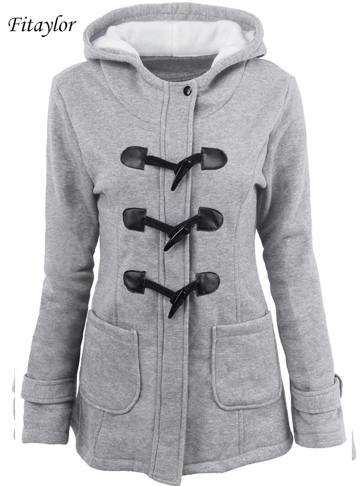 Fitaylor 2020 Новое Осеннее женское хлопковое приталенное длинное пальто с капюшоном