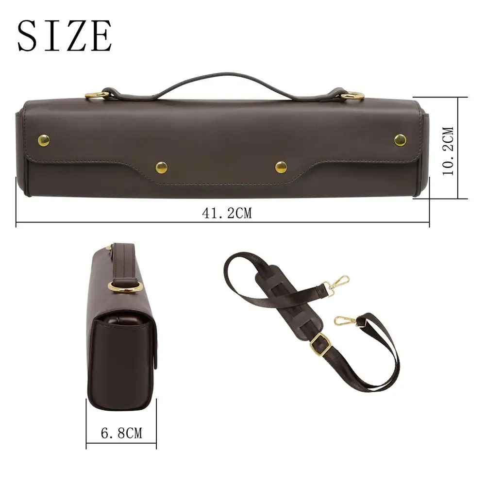 

Flute Box With Portable Carrying Bag Wind Instrument Storage Bag Brown Color Pipe Accessories Musical Instrument Accessories