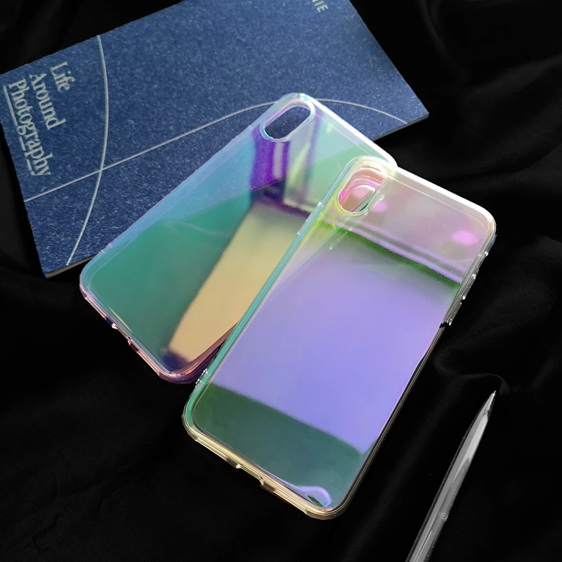 Чехол для телефона с лазерным градиентом цвета iphone 8 7 6 X XS XR XSMax зеркальные