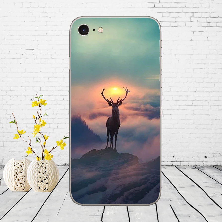 162D горы бамбук море олень кошка природа вид Мягкий силиконовый чехол для iphone 5 5s se