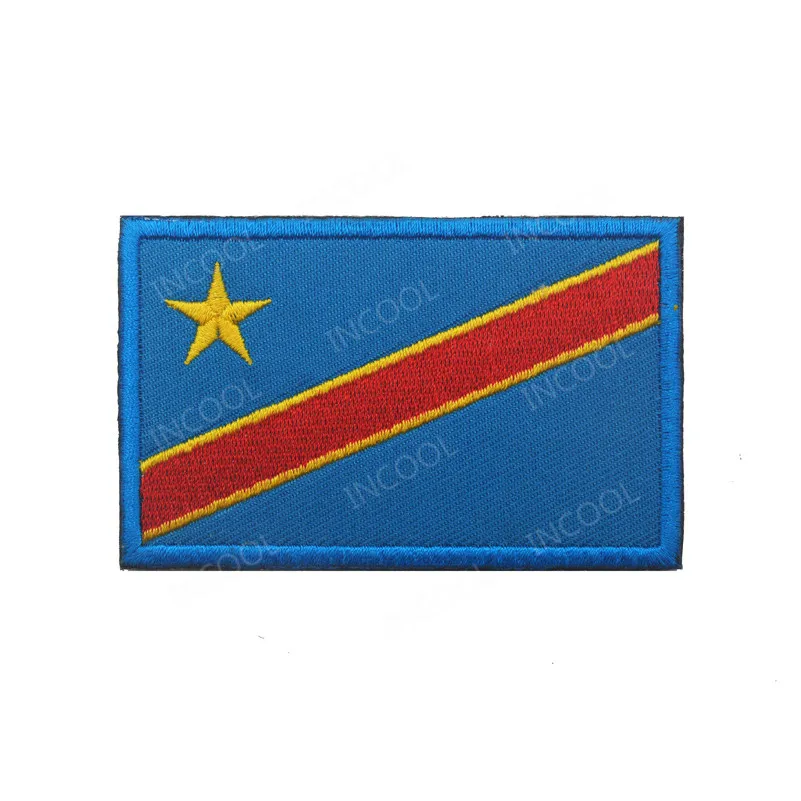 Congo Flag Молдавия, Южная Африка, Египет, Кению, Нигерия, Ангола, Марокко, Вышитый Флаг, нашивки, вышивка, значки, флаги - Цвет: Congo Flag