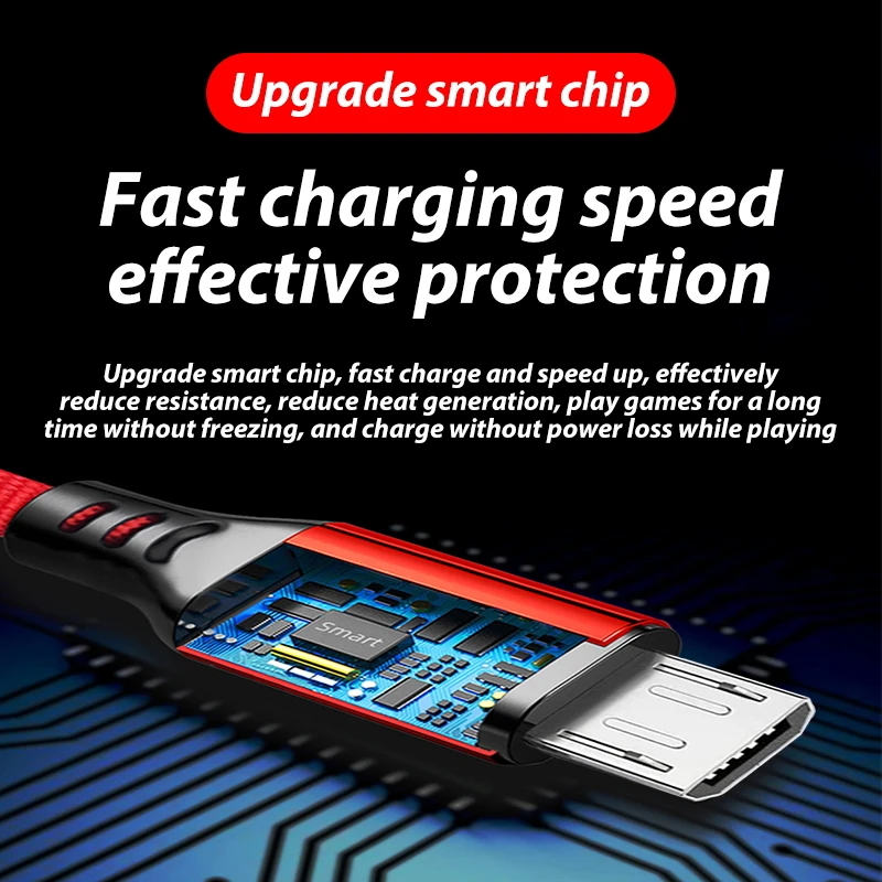 Кабель Micro Usb 3A шнур для быстрой зарядки и передачи данных Samsung Xiaomi Huawei Android