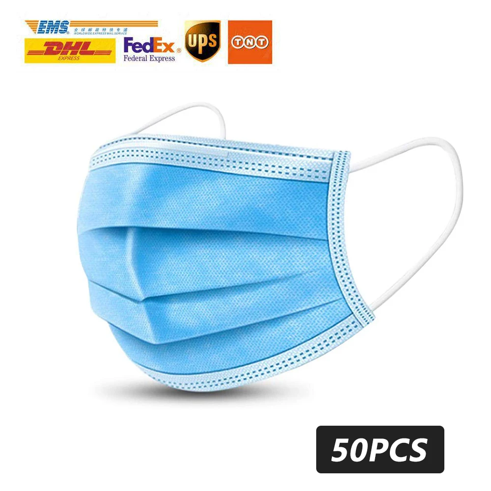 50 шт. 100 одноразовые маски для лица дышащие противовирусные с ушной петлей