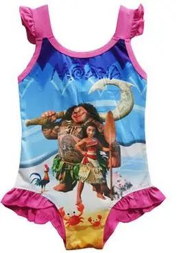 2019 Новый Дети для маленьких девочек купальный костюм Moana цельное платье с