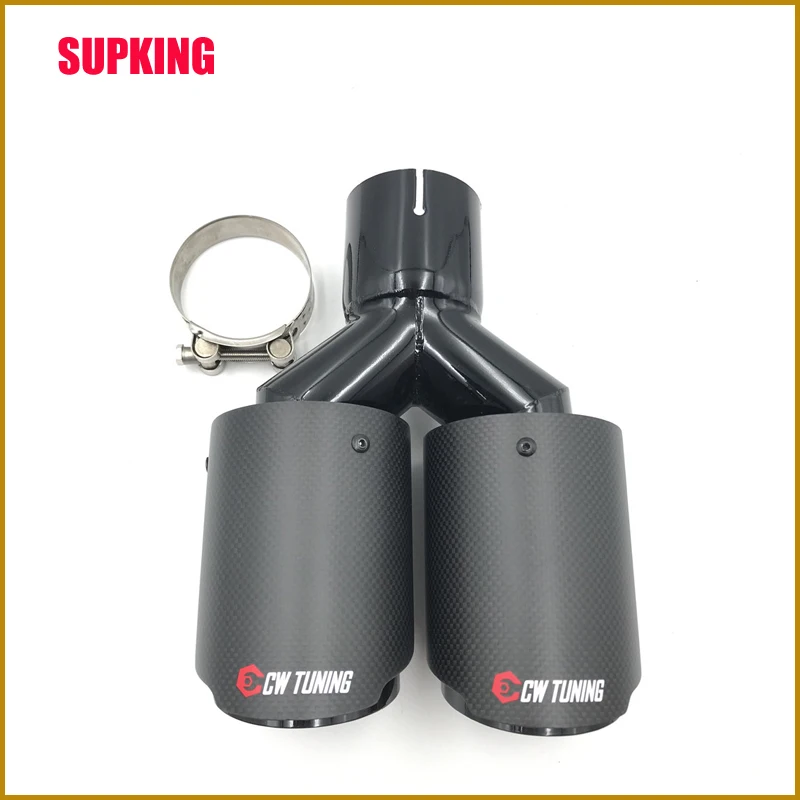 1 шт. двойная выхлопная труба универсальный черный матовый глушитель из