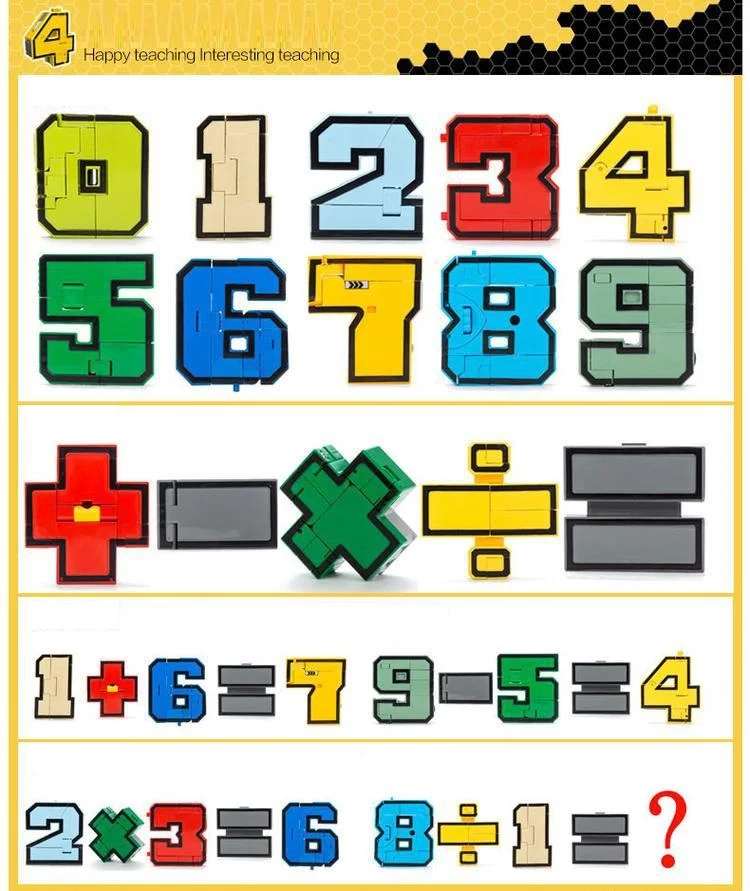 15 шт. креативные блоки сборочные развивающие фигурка цифра трансформации робот