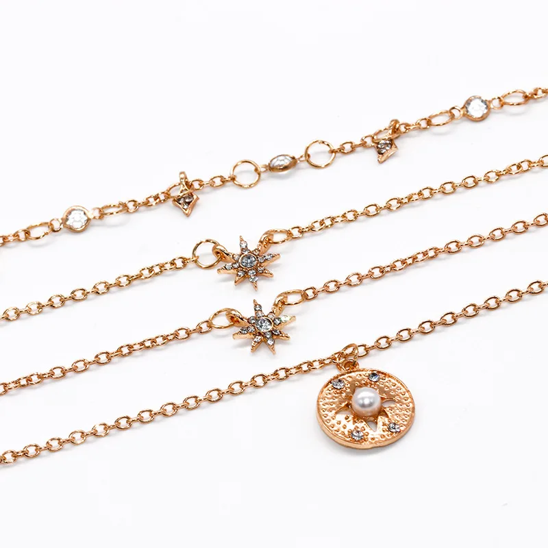 Новый многослойный кулон золотого цвета со звездой для женщин панк колье