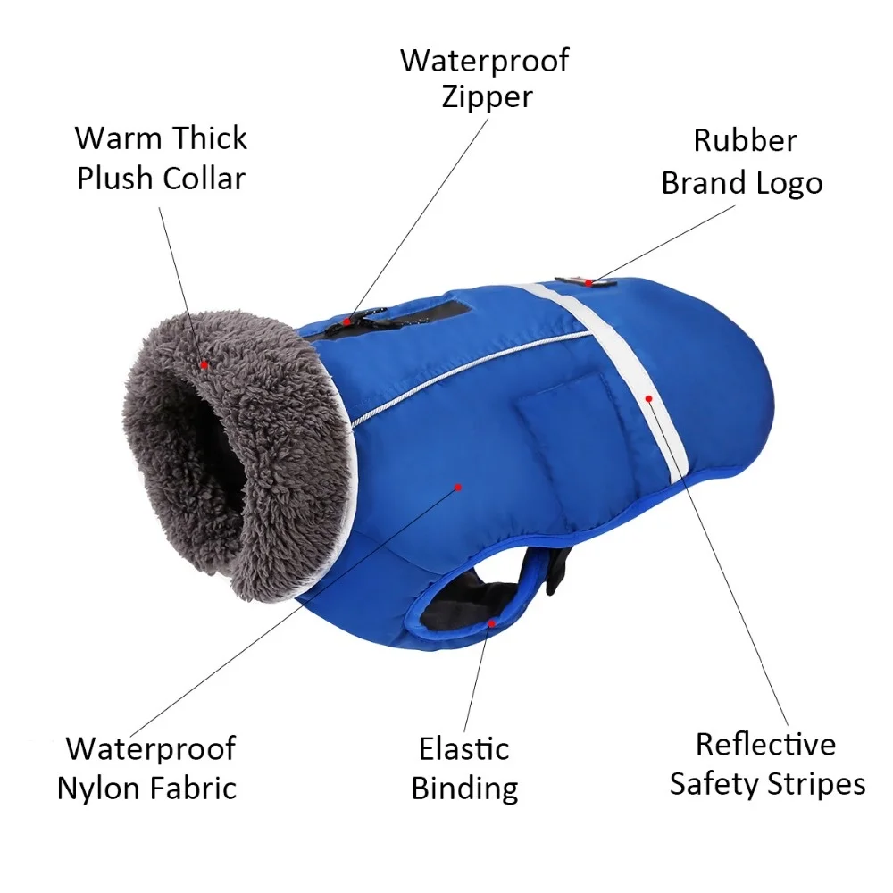 

Dog Winter Clothing Waterproof Reflecting Dog Wet Jackets For Medium Large Dogs Hot Fleece Pet