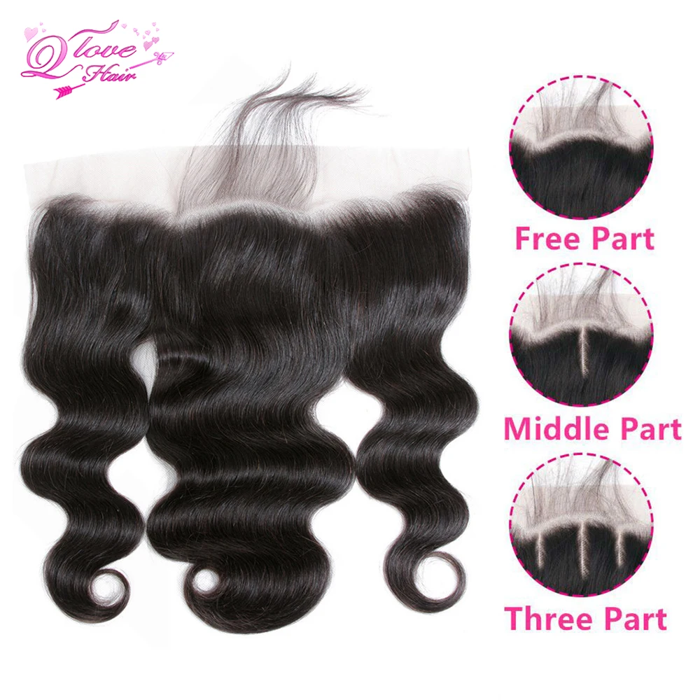 Queen Love Hair, 13x4, Фронтальная застежка на шнурке, с пряди, бразильские волнистые человеческие волосы, пряди на шнурке, remy Hair