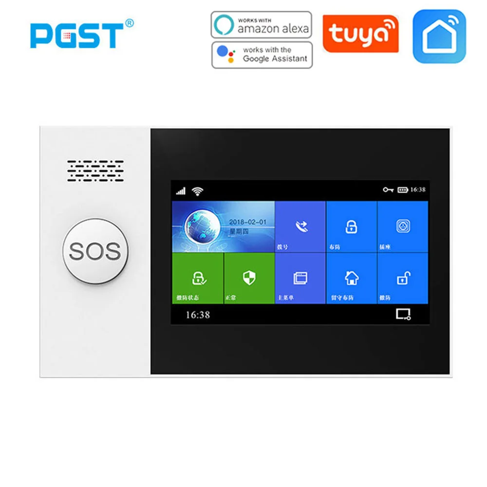 

PGST PG-107 Tuya Wireless Home WIFI GSM Home Security With Motion Detector Sensor Burglar Alarm System APP Control Support Alexa