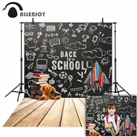 allenjoy photography back to school backdrops blackboard pencil book toy bear photo background studio prop photophone photocall
