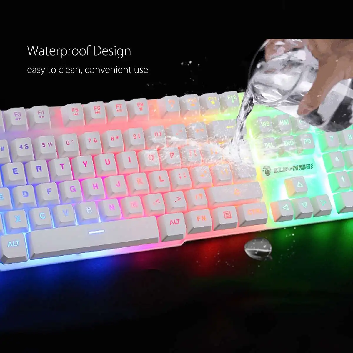 

LED Rainbow Backlight USB Ergonomic Wired Gaming Keyboard + 2400DPI Mouse + Mouse Pad Set Kit for PC Laptop Computer Gamer