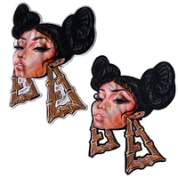 printed black girl badge large size clothes patches embroidery patch wholesale patches badges iron on patches
