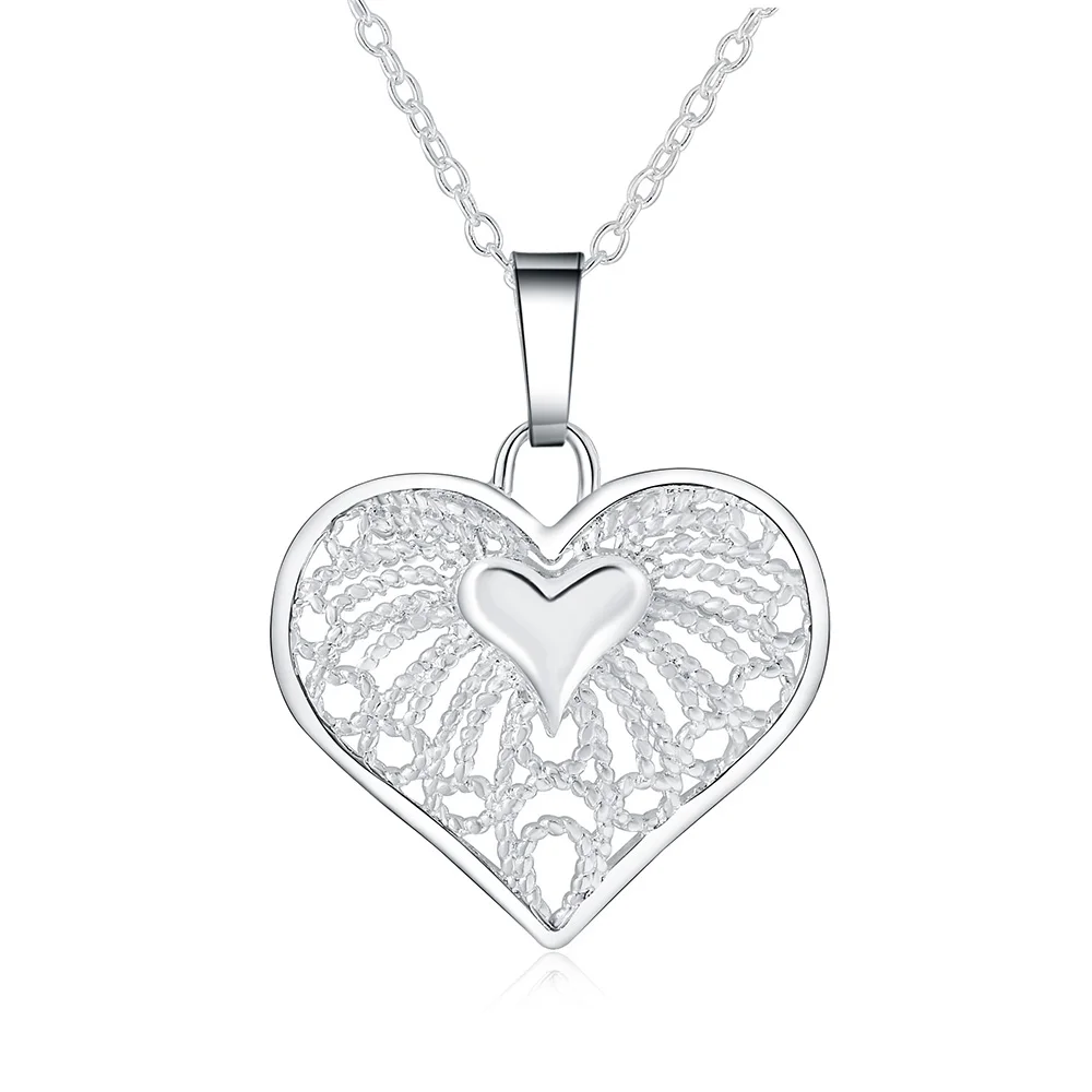 

925 Silver Heart Pendants Fashion Necklaces For Women Luxury Quality Jewelry Accessories Wholesale Jewellery Free Shipping