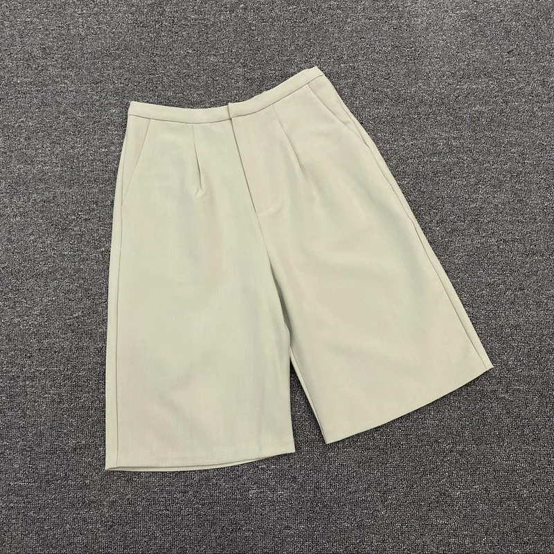 

2020 New Summer Women Knee-length Pants Casual Lady Office Wear Straight Short Pants With Pockets
