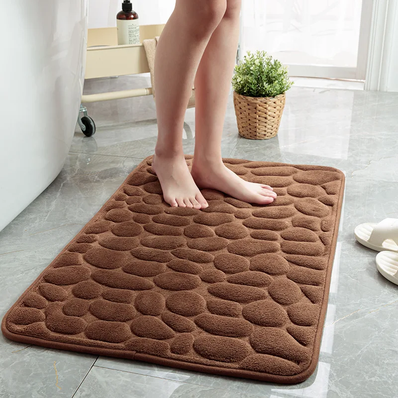 cobblestone embossed bathroom bath mat non slip carpets in wash basin bathtub side floor rug shower room doormat memory foam pad free global shipping