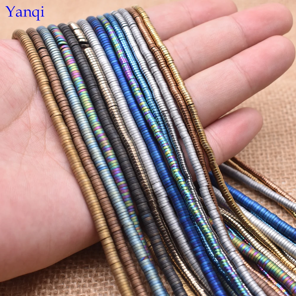 Yanqi 3/4mmNatural каменный диск Форма гематитовые бусины плоские круглые для