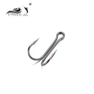 LTHTUG 20 шт.лот, двойной рыболовный крючок с зазубриной, 2 #4 #6 #8 #10 #, черный никель, острый, для предотвращения подвешивания, приманка для окуня
