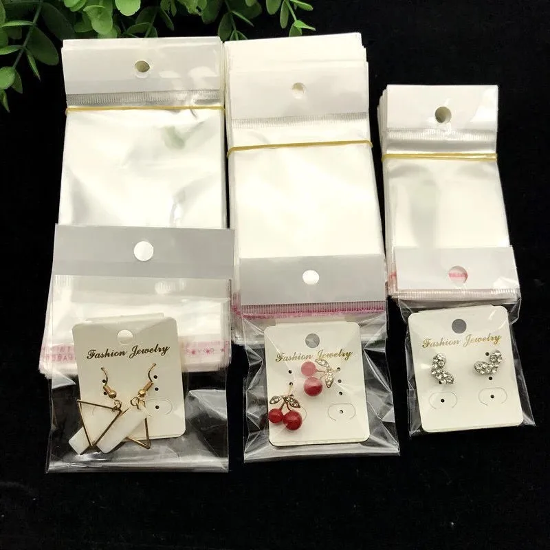 

100pcs Opp Self-Stick Hanging Transparent Packaging Bag Bracelets Earrings Necklaces Gift Bags for Jewelry Packaging Pouch