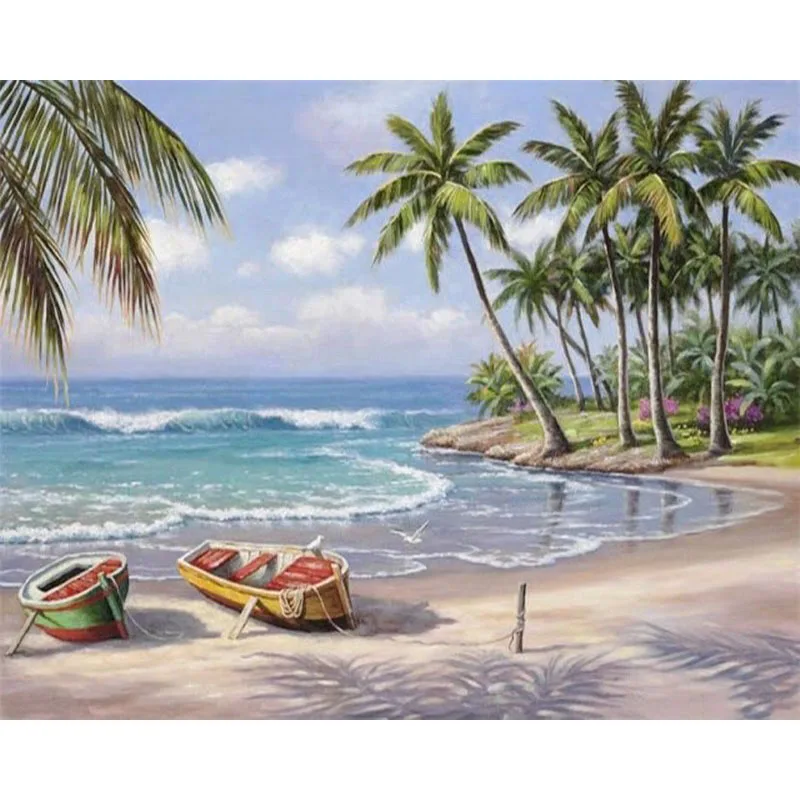 

Cool Beach picture Adults Diy oil paint by Number Painting On Canvas Paint By Numbers Modern Home Living Room Decor
