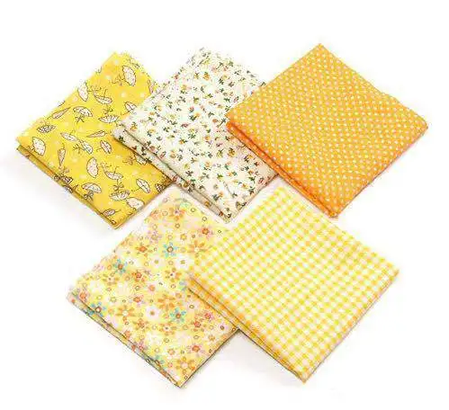 Yellow 50cmX50cm 50*50cm Cotton Fabric Printed Cloth doll Sewing Quilting Fabrics for Patchwork Home Needlework DIY Handmade Material - Цвет: Yellow 50cmX50cm