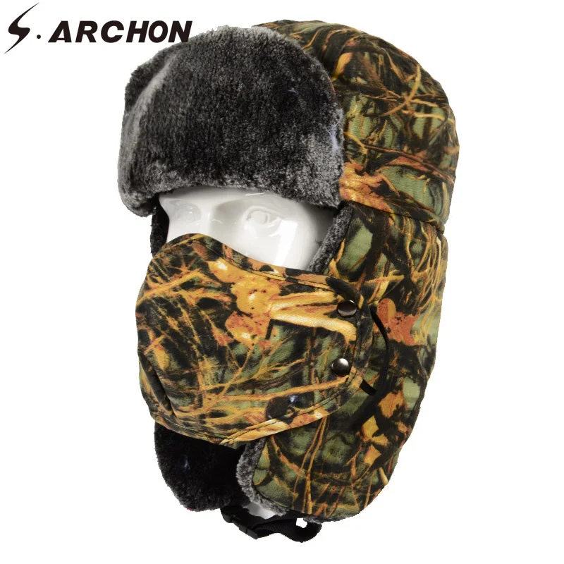 S. ARCHON зимняя Маскировочная шапка для мужчин стиль милитари теплая