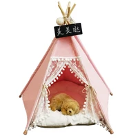 2019 pink white dog tent mats travel outdoor indoor pet house tent wood kennel removable cat dog cozy house pet supplies pad dec