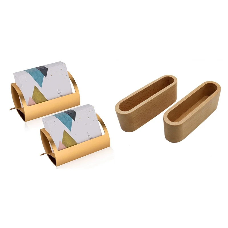 

4Pcs Business Card Holder For Desk, Desktop Business Name Card Case Display Stand - 2Pcs 10 X 6Cm & 2Pcs 11 X 4 X 3Cm