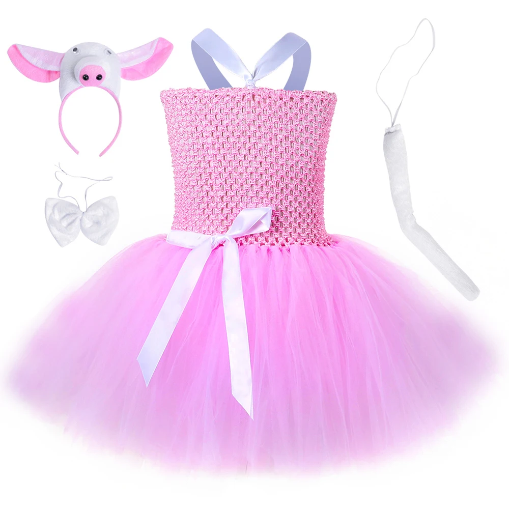 Детское платье-пачка для девочек, розовое платье в виде свиньи для вечеринки на день рождения, костюмы для косплея на Хэллоуин, Новогодний к...