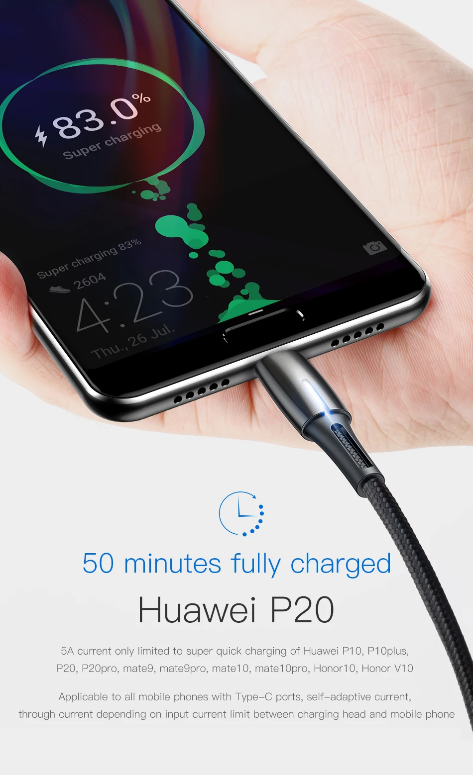 Кабель usb type-C Baseus 5A для huawei mate 30 Pro P30 Supercharge USB C Quick Charge 3,0 кабель для быстрой зарядки светодиодный кабель type USB-C