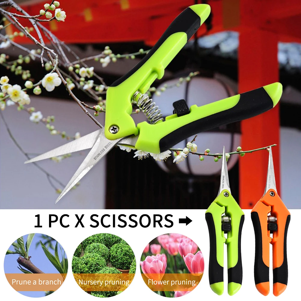 

Stainless Steel Spring Precision Cut Portable Garden Scissors Straight Ultra Sharp With Safety Lock Pruning Tools Ergonomic