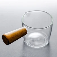 tea glass cup with wooden handle dish coffee mini milk cup hand draw sauce dish with handle glass sauce vinegar snack plate