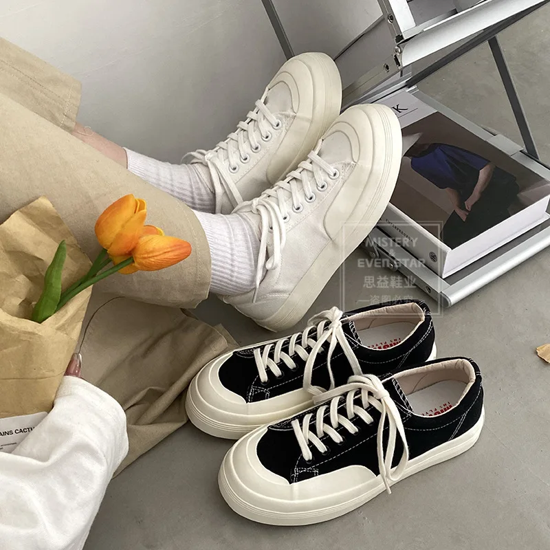 

Женские холщовые кроссовки, низкий вырез, на платформе, на шнуровке, весна-осень 2021