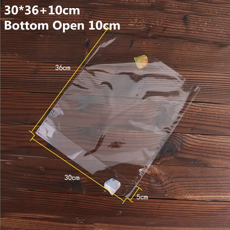 Clear 30x36cm LBSISI Life 100 шт пластиковые пакеты, прозрачный пакет для тостов, хлеба, Мягкая матовая упаковка для еды, для выпечки, для рождественской вечеринки - Цвет: Clear 30x36cm
