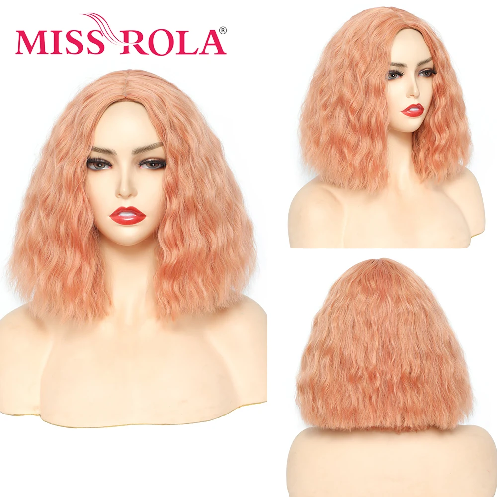 

MISS ROLA Pink Ombre Light Ash Brown Blonde Wavy Wig Cosplay Party Daily Synthetic Wig for Women High Density Temperature Fibre